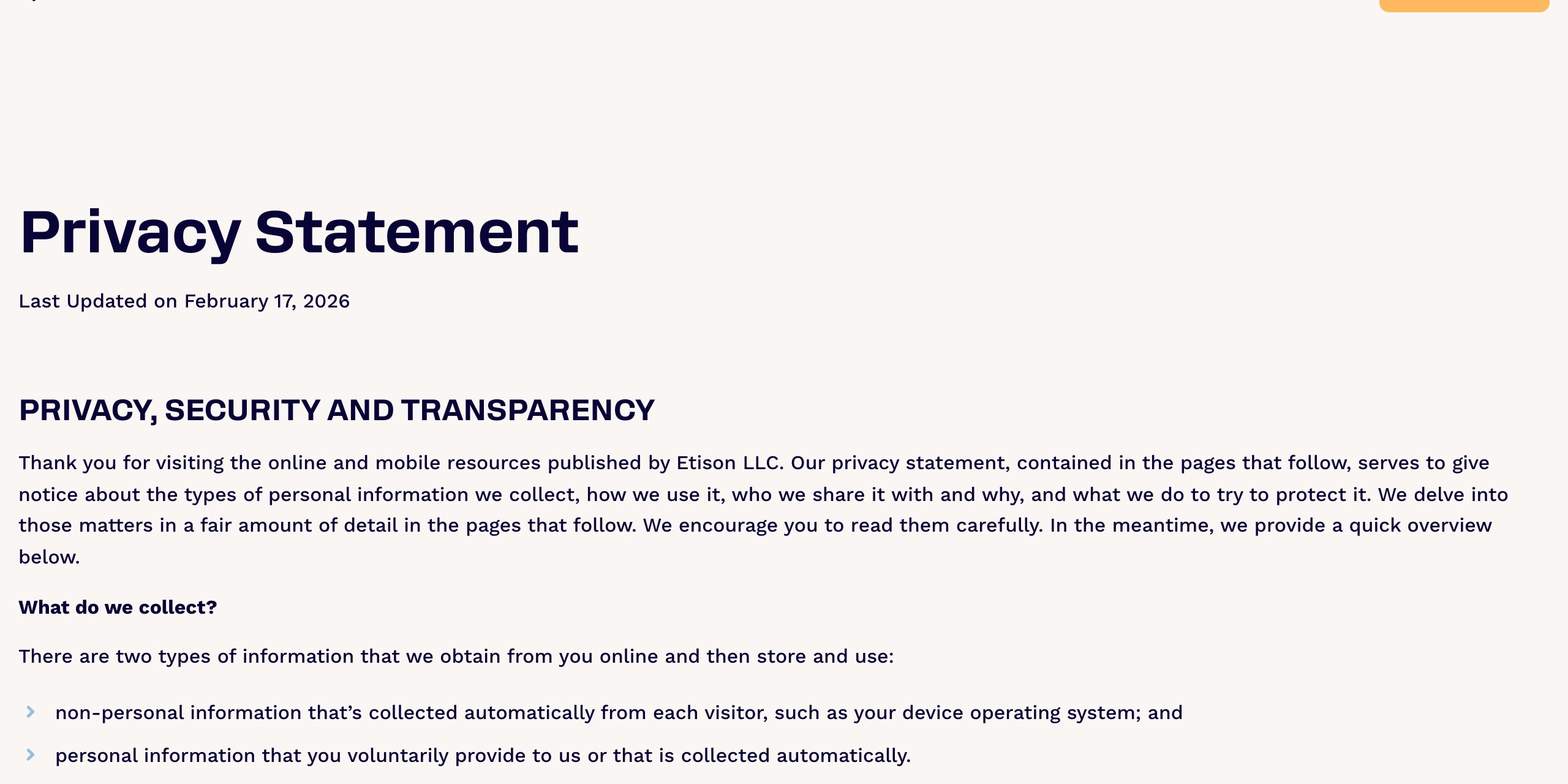 ClickFunnels Privacy Statement, What We Collect section, stating the personal information it collects includes identifiers such as name, email address, physical address and phone number, professional information, and financial account information such as credit card information