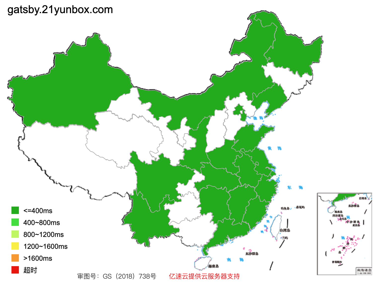 Example Speed Test Map for a Fast Site in China