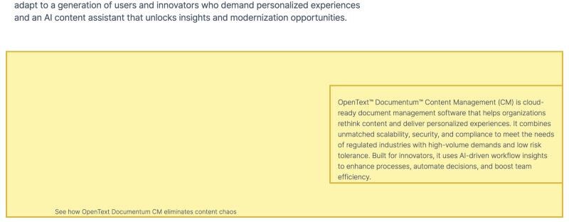 OpenText Documentum Content Management product page describing the platform as built to meet the needs of regulated industries with high-volume demands and low risk tolerance