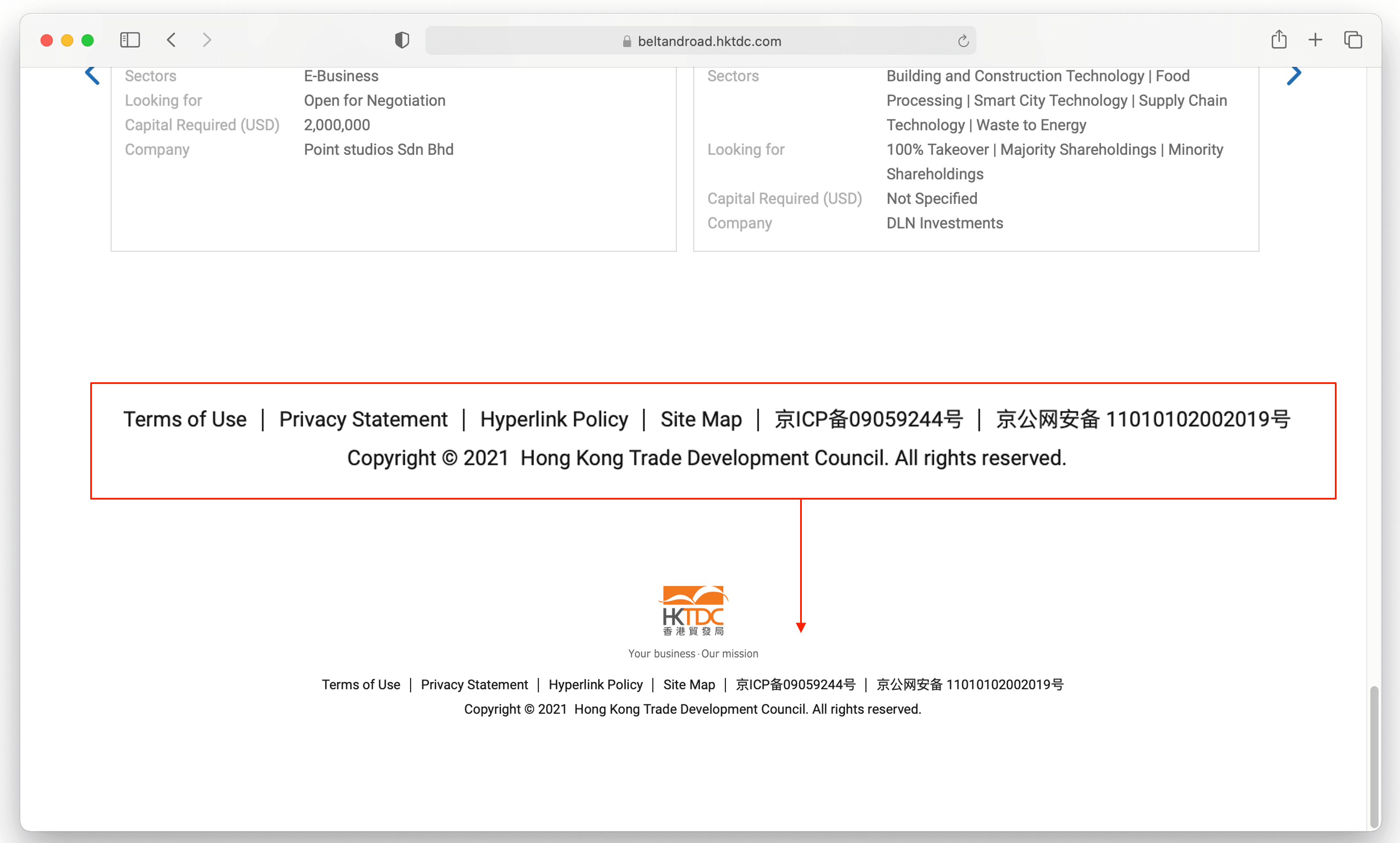 ICP on HKTDC's Chinese Website