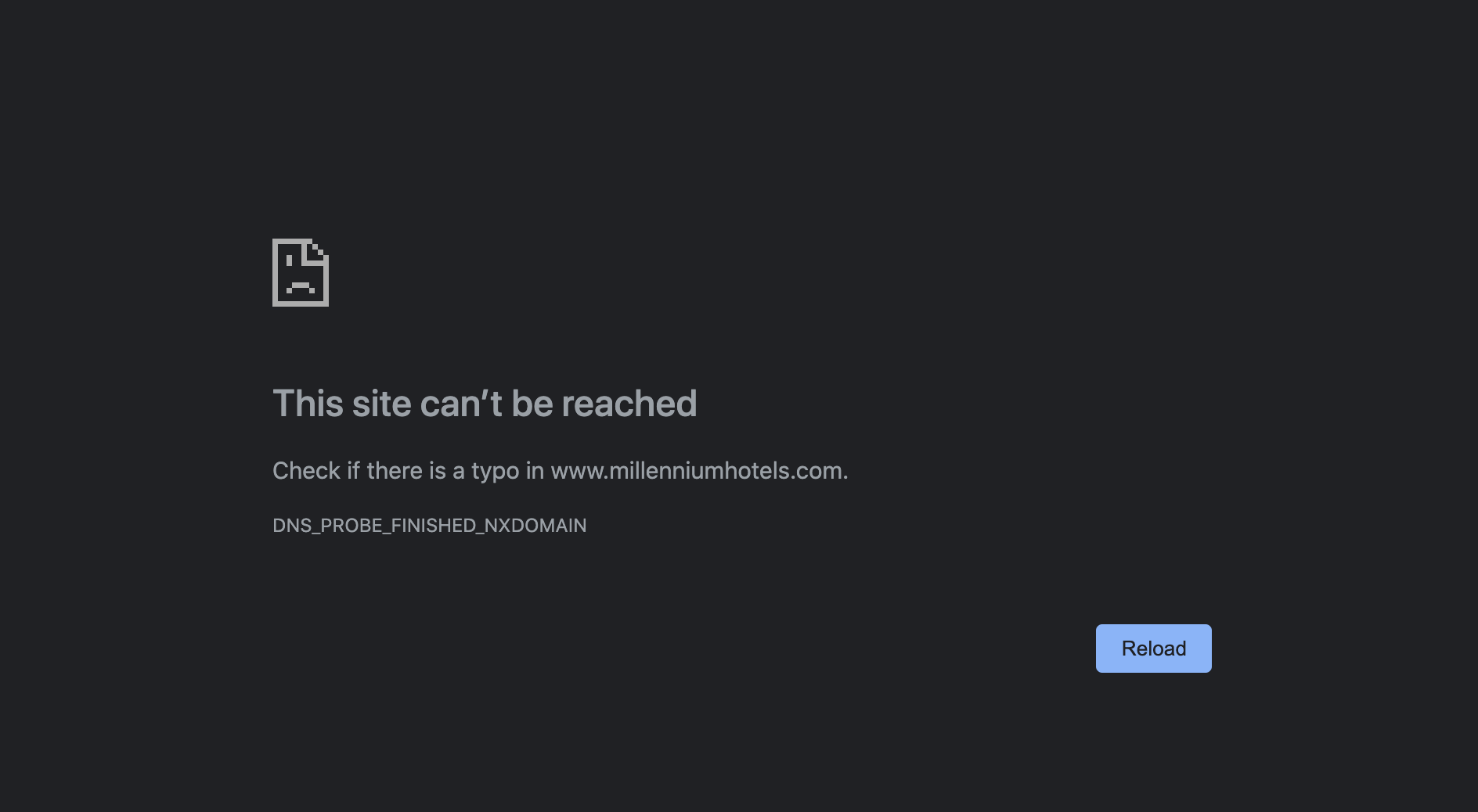 The website cannot be reached by the user