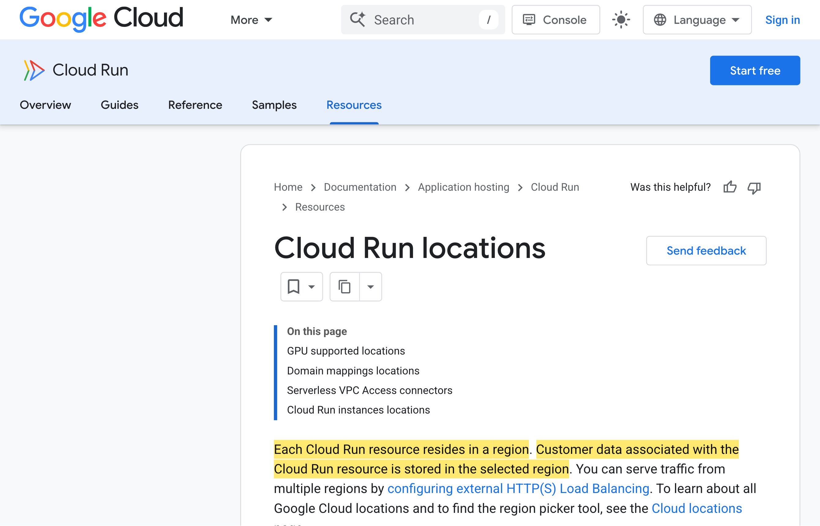 Google Cloud Functions（Cloud Run）の所在地ページ。asia-east2（香港）やasia-northeast1（東京）などのアジア太平洋リージョンを列挙し、中国本土のリージョンはない