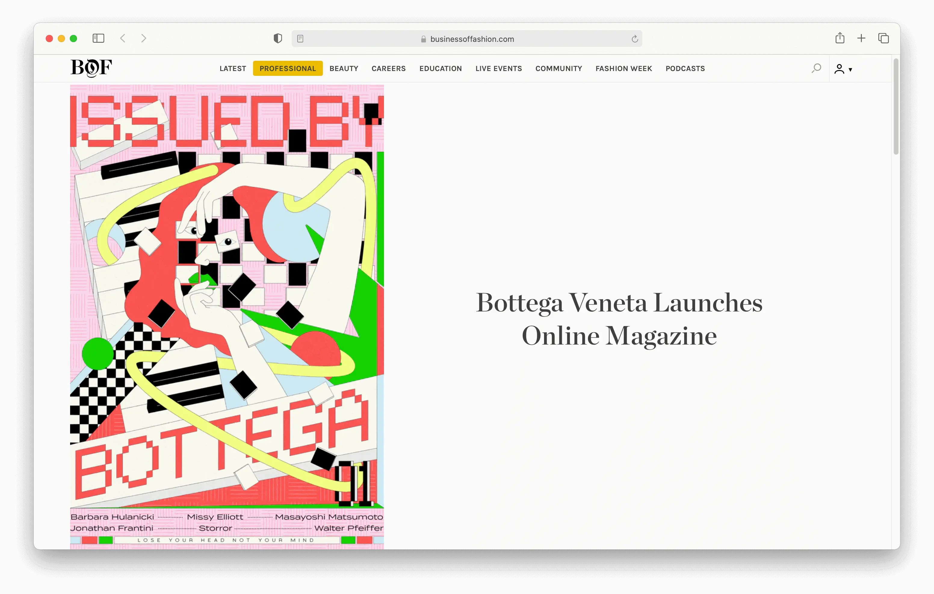 News Article on Bottega Veneta's Announcement