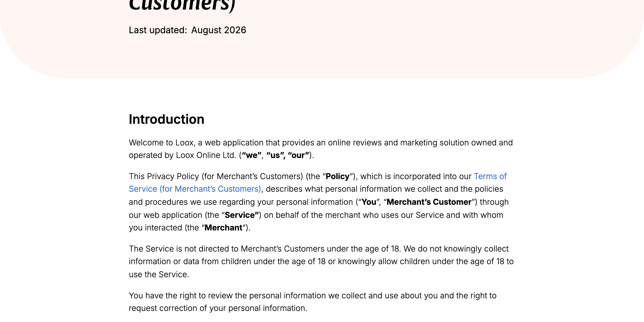 Loox End-User Privacy Policy, International data transfers section, stating that Loox will transfer end users' information to countries outside the EU or the UK