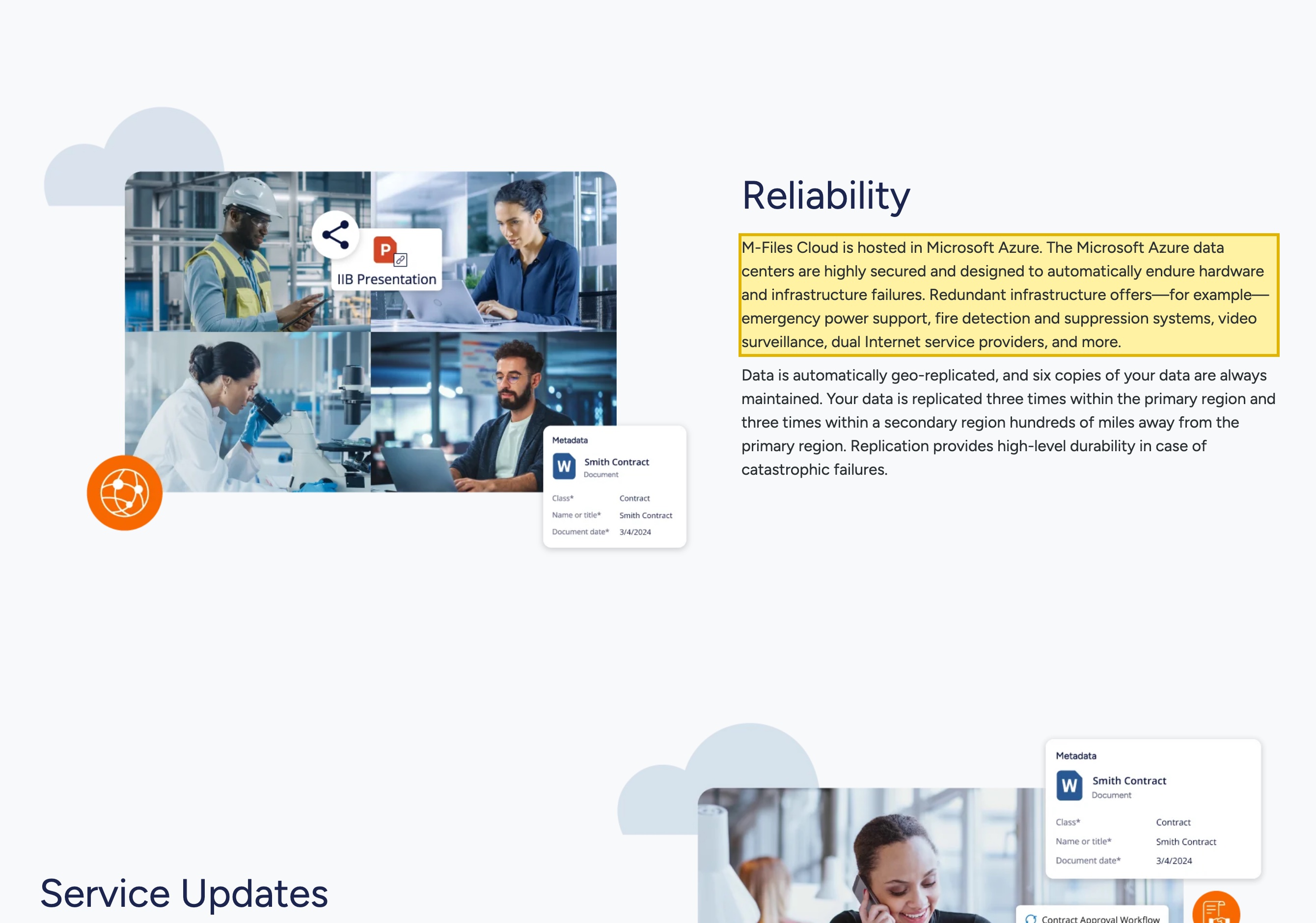 M-Files's own Cloud Vault page stating that M-Files Cloud is hosted in Microsoft Azure, with data geo-replicated across a primary and a secondary Azure region and none in mainland China