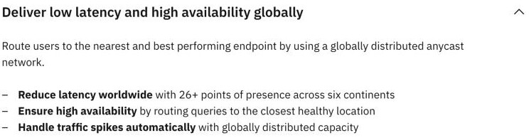 IBM NS1 Connect product page describing its managed DNS as a globally distributed anycast network that routes users to the nearest endpoint with 26+ points of presence across six continents — a foreign-operated global DNS network