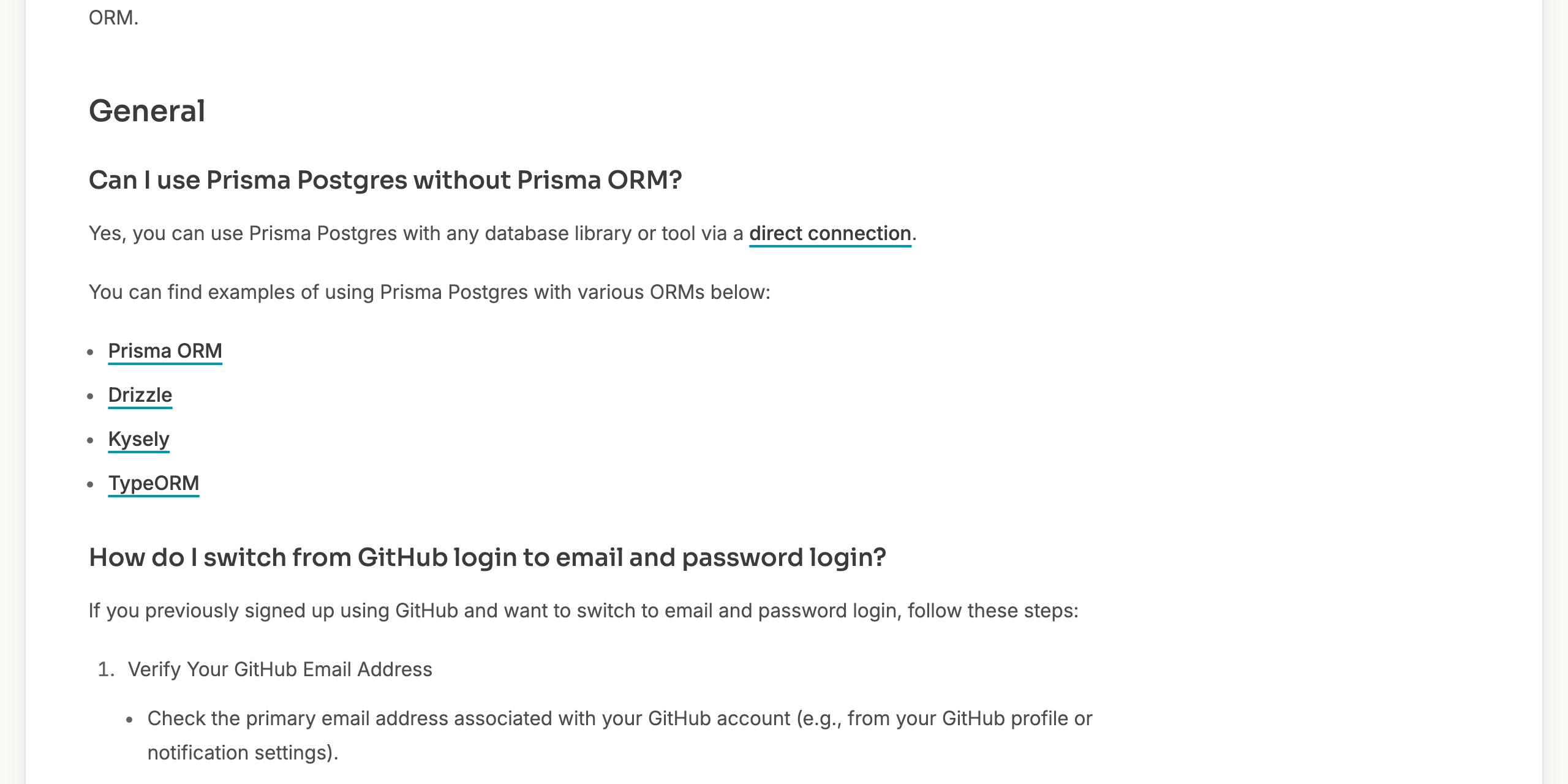 Prisma PostgresのFAQ。「What regions is Prisma Postgres available in?」という問いに、リージョンコードの表——us-west-1 サンフランシスコ、us-east-1 北バージニア、eu-west-3 パリ、eu-central-1 フランクフルト、ap-northeast-1 東京、ap-southeast-1 シンガポール——で答えており、中国本土のリージョンはない