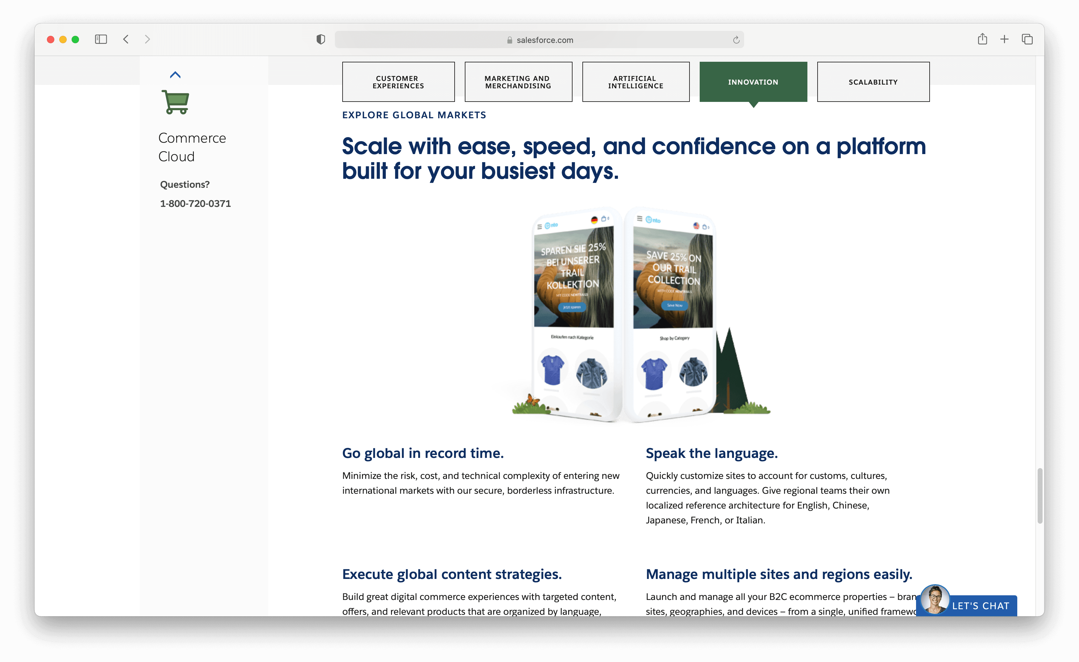 Salesforce Commerce Cloud Global Market Landing Page