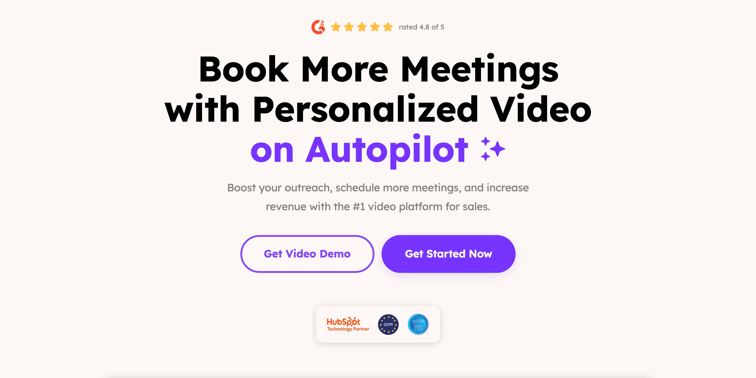 Sendspark homepage, Detailed Viewer Analytics feature, stating 'See exactly who's watching your videos, what percentage they've seen, and what other actions they're taking'