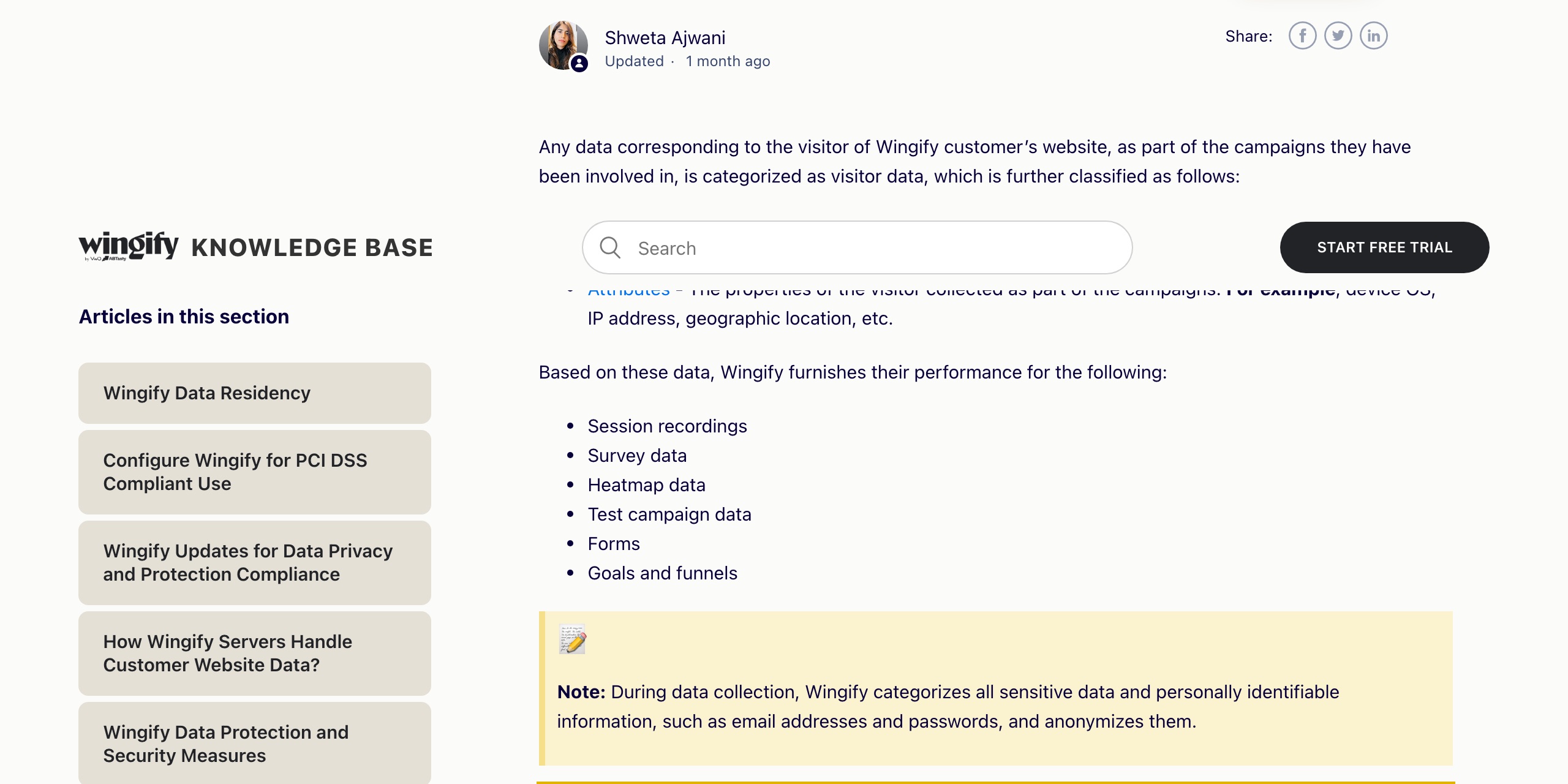 VWOの作り手WingifyのヘルプセンターのWhere Does Wingify Store Visitor Data?という記事。Wingifyが訪問者データを米国・EU・インドに位置する3つの主要なデータセンターに保存し、中国本土のリージョンはないと記載している