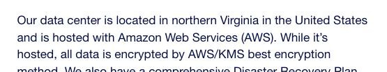 Yotpo privacy guide stating that its data center is located in northern Virginia in the United States and is hosted with Amazon Web Services (AWS) — with no mainland-China region